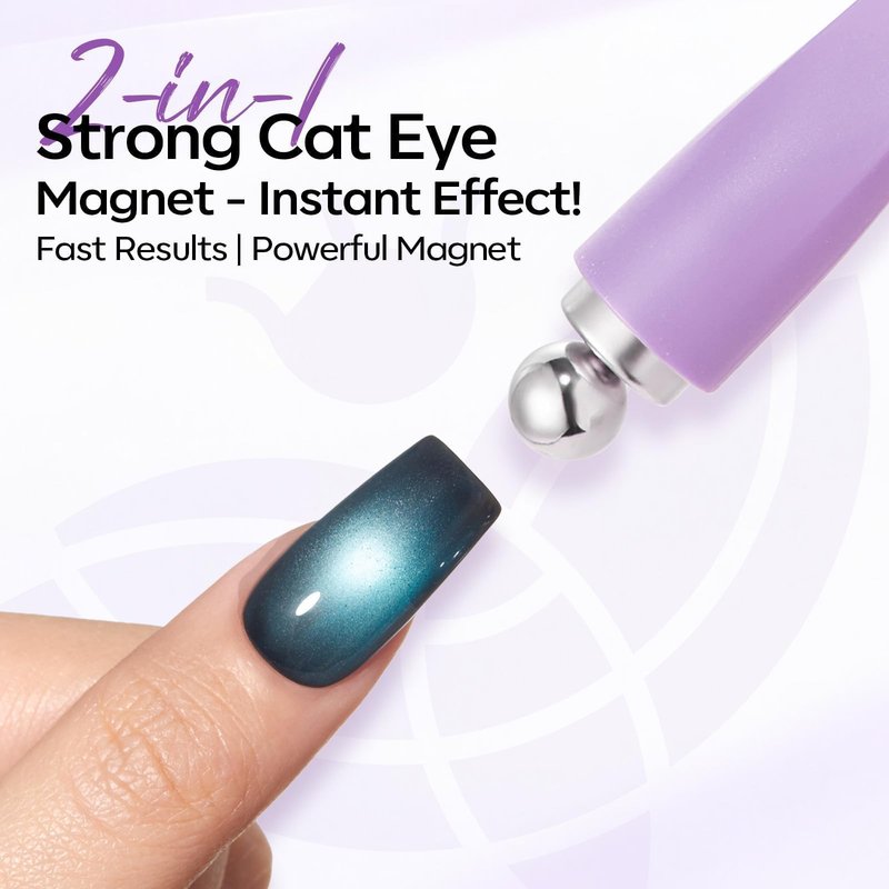 Modelones Cat Eye Gel Nail Polish Magnet, 8-in-1 Cat Eye Magnet Tool for Gel Nails Strong Magnetic Nail Art Wand with Steel Ball, Glass Bead& French Tip&Clover Cateye Multi-Effect Magnets DIY Salon