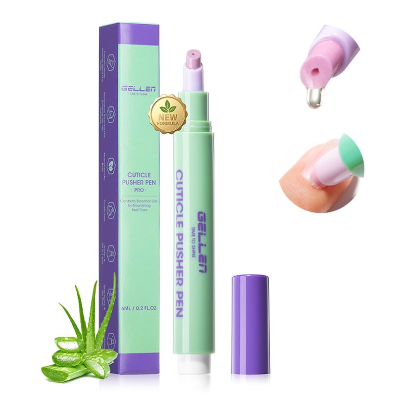 Gellen 6ml Ceramic Cuticle Oil Pusher Pen, Cuticle Remover & Cuticle Oil Pen, Nail Care Pen for Hangnails & Damaged Nails, Gentle Cuticle Pusher Tool for Beginners, Aloe Vera Scent