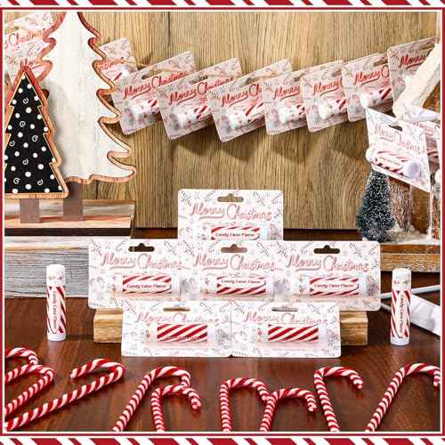 25 Pack Christmas Peppermint Flavor Lip Balms Gifts Bulk Christmas Party Stocking Stuffers Small Thank You Appreciation Gifts for Women Men Staff Coworkers Employee Homeless