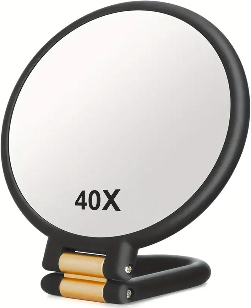 Skiennix Handheld Mirror - 40x Magnifying Double-Sided Design | Portable Travel Makeup Mirror