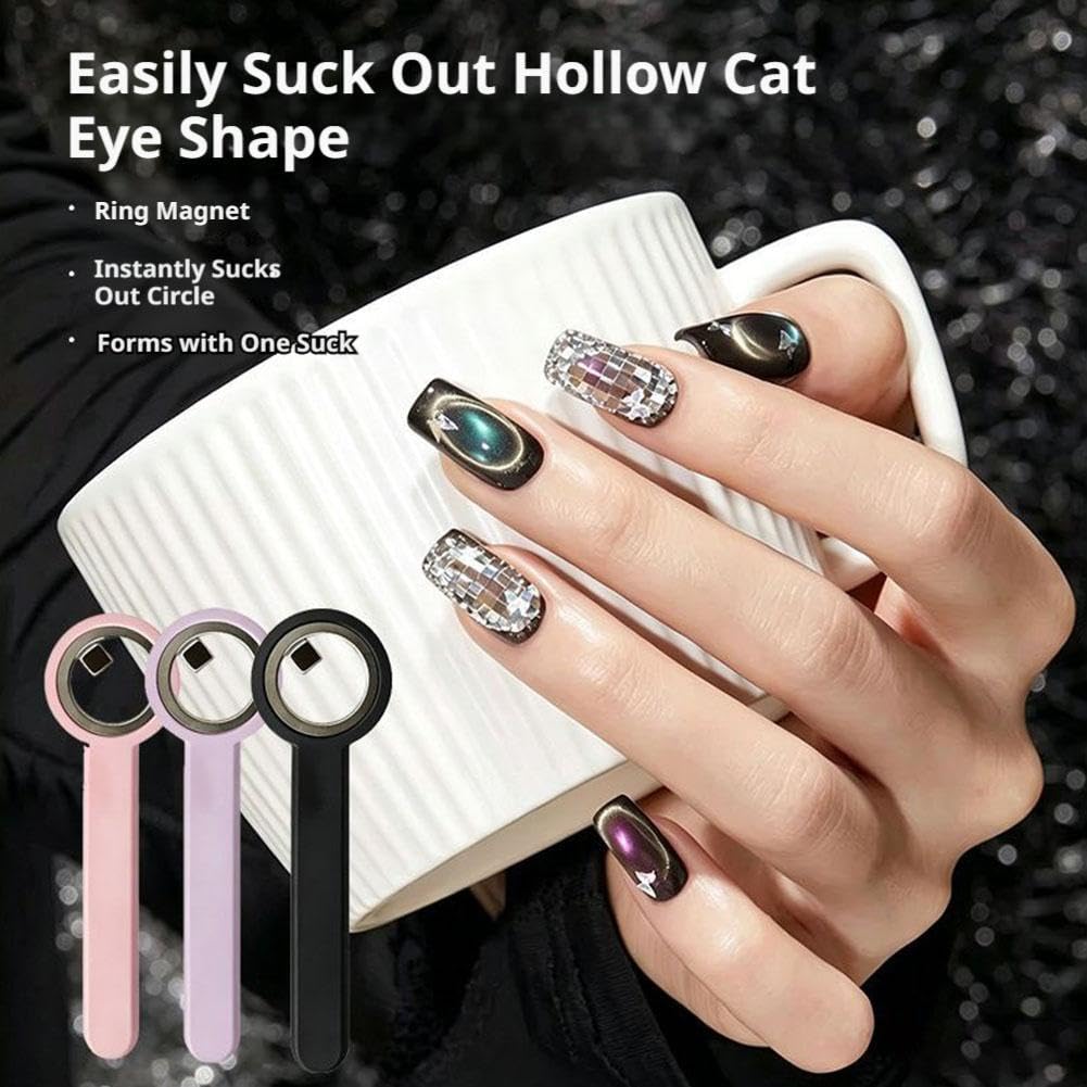 Wmool 2026 New Ring-Shaped Cat Eye Magnet for Nails, Strong Nail Magnet Tool, Portable Hollow Circular Cat Eye for Home DIY, Beginners & Nail Artists
