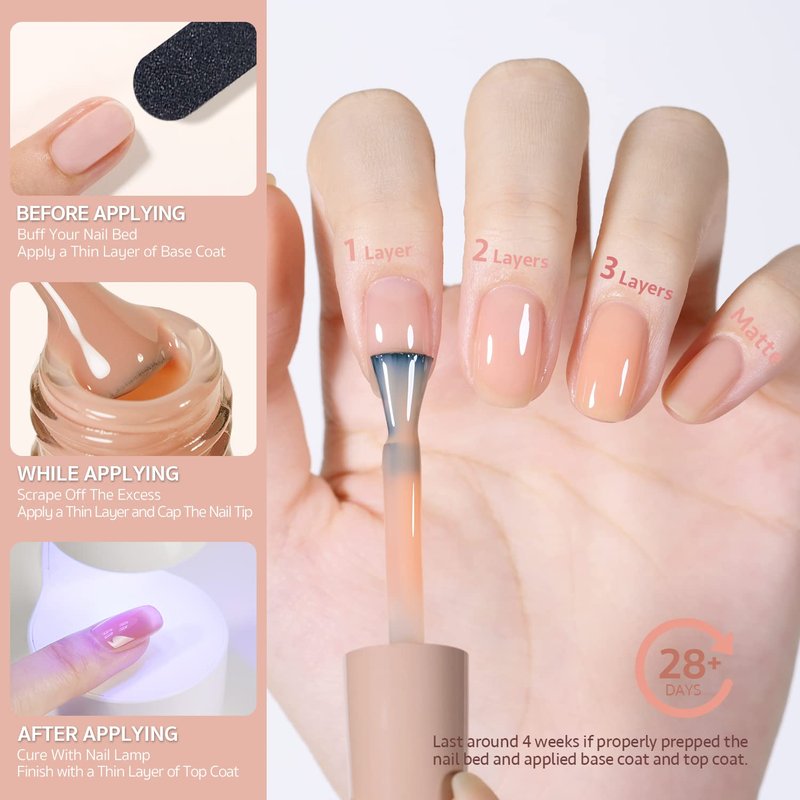 Jelly Nude Gel Nail Polish - 16ml Sheer Natural UV Gel for DIY Nail Art | Color 1078