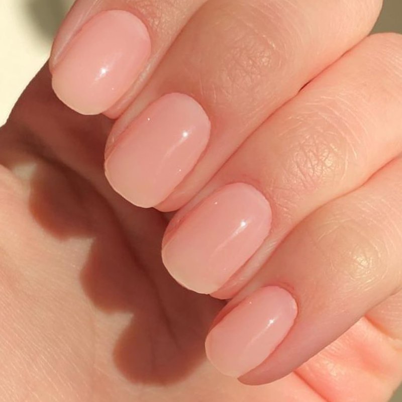 GLAMERMAID Press-On Nails - Light Nude Pink Short Squoval | Reusable Glossy Acrylic False Nails for Women