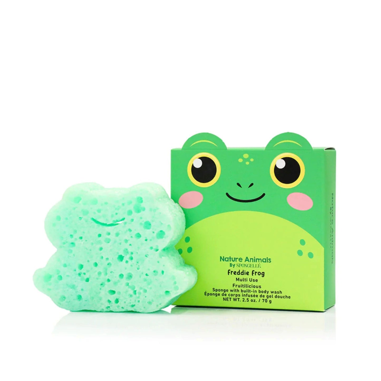 SPONGELLÉ Freddie Frog Nature Animals Kid's Body Buffer | All Ages | Body Wash Infused Shower Loofah | Newborn Essentials & Baby Essentials | Cruelty-Free, Vegan, Dermatologist-Tested, Made in USA