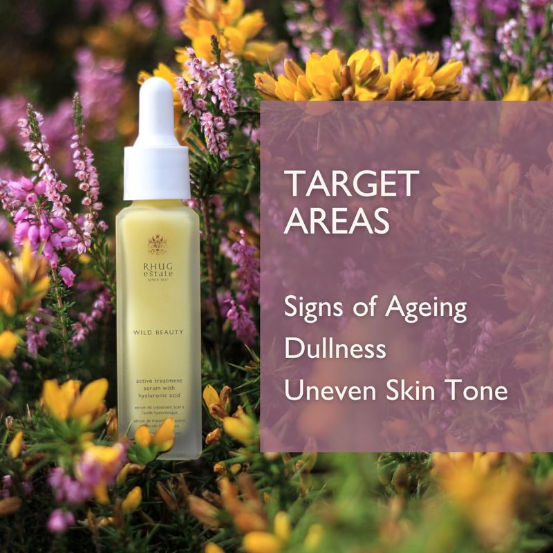 Rhug Wild Beauty. - Active Treatment Serum with Hyaluronic Acid | Lightweight Hydrating Face Serum | 30ml | Made in the UK