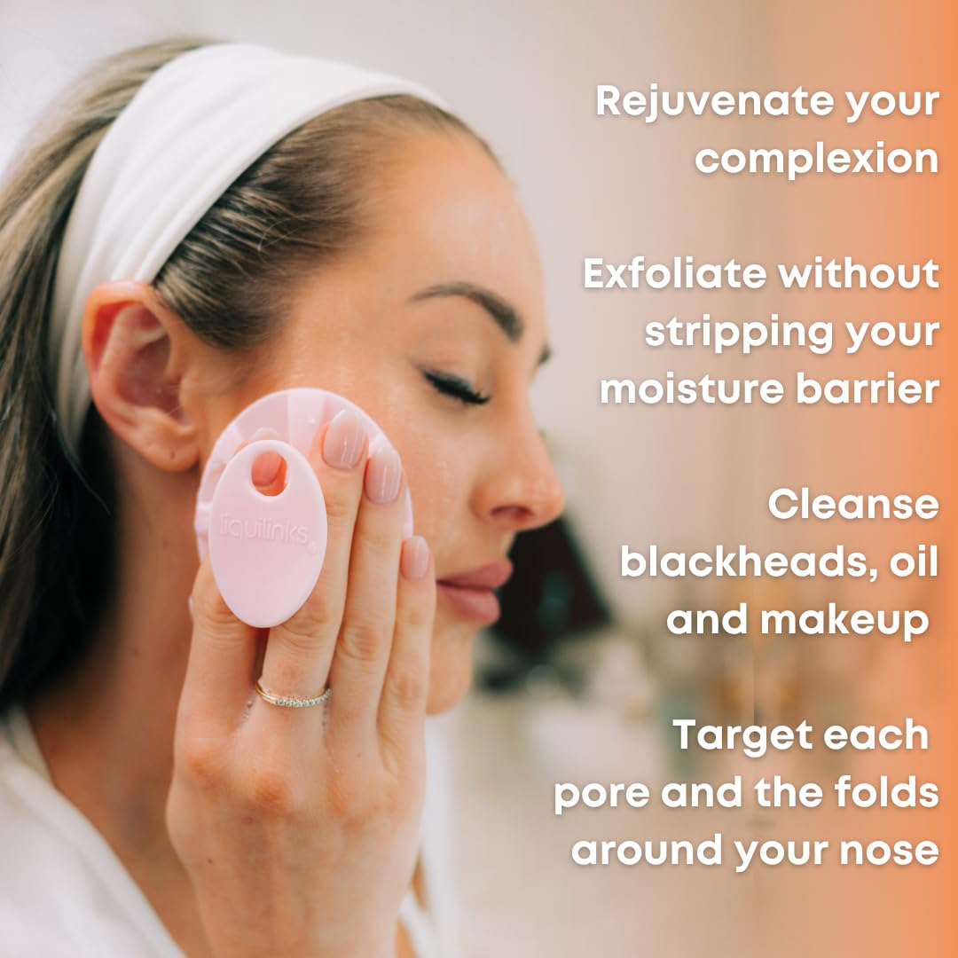 LiquiLinks Face Buffer for Washing Face, Reducing Pore Size and Cleansing Skin - Silicone Spa Accessory - Essential Skincare Tool for Teen Girls Sky Blue