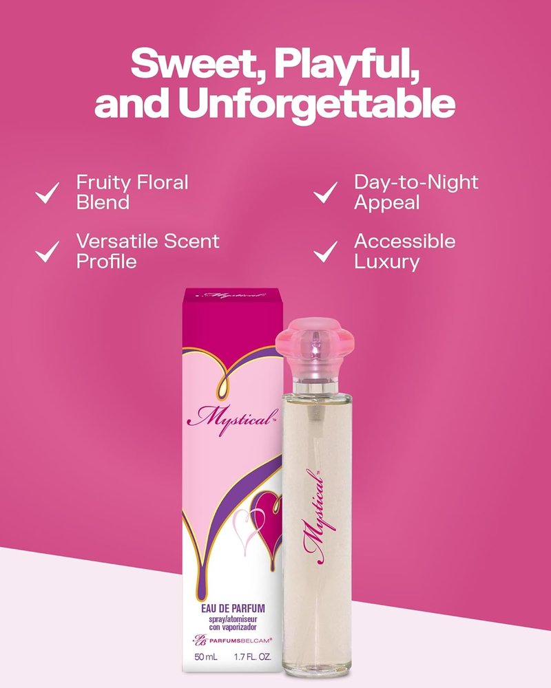 PB ParfumsBelcam Mystical Eau de Parfum Spray for Women - Sweet Fruity Floral Fragrance with Citrus, Jasmine & Amber | 1.7 Fl Oz