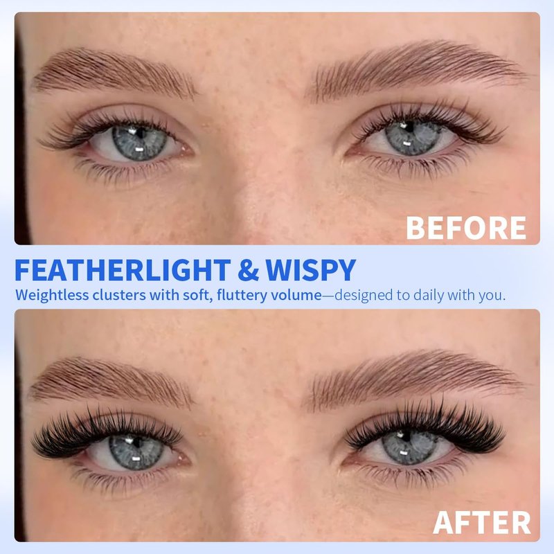 Kiromiro Lash Clusters - 10-16mm Wispy DIY Eyelash Extensions | 144pcs Natural C Curl Lashes