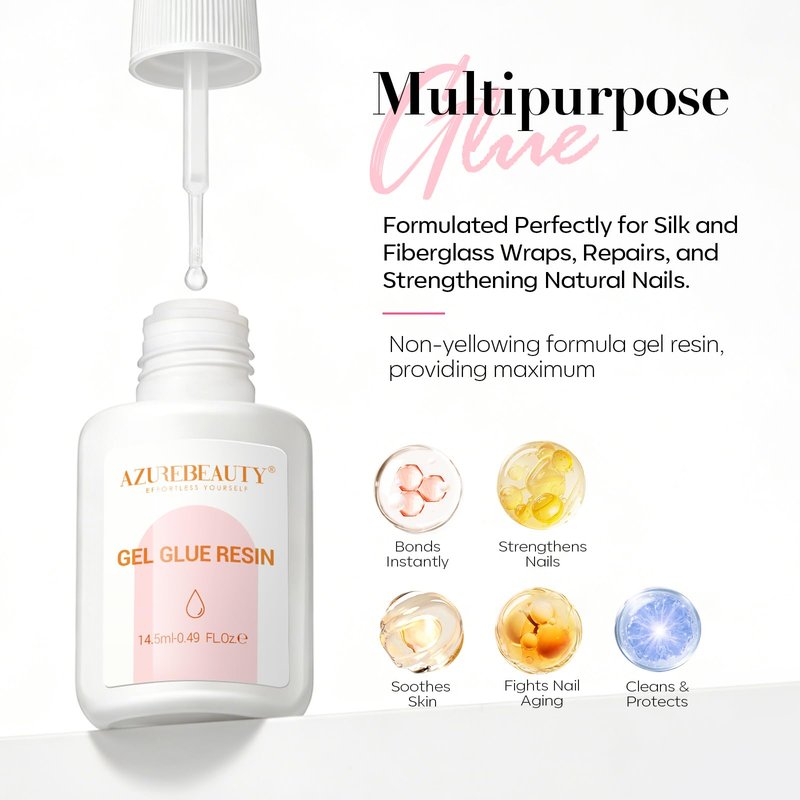 AzureBeauty Nail Repair Glue for Broken Cracked Split Weak Nails, Clear Quick Dry No UV Needed, Easy Application, Durable & Long-Lasting Fast Glue False Nails, Press On Nails