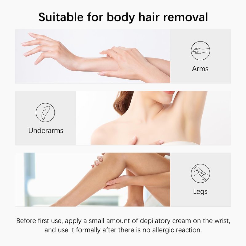 Hair Removal Cream for Women & Men, 100ml Gentle Formula with Shea Butter, Smooth Skin in Minutes, Painless Body Hair Remover for Legs, Arms, Underarms (1PC)