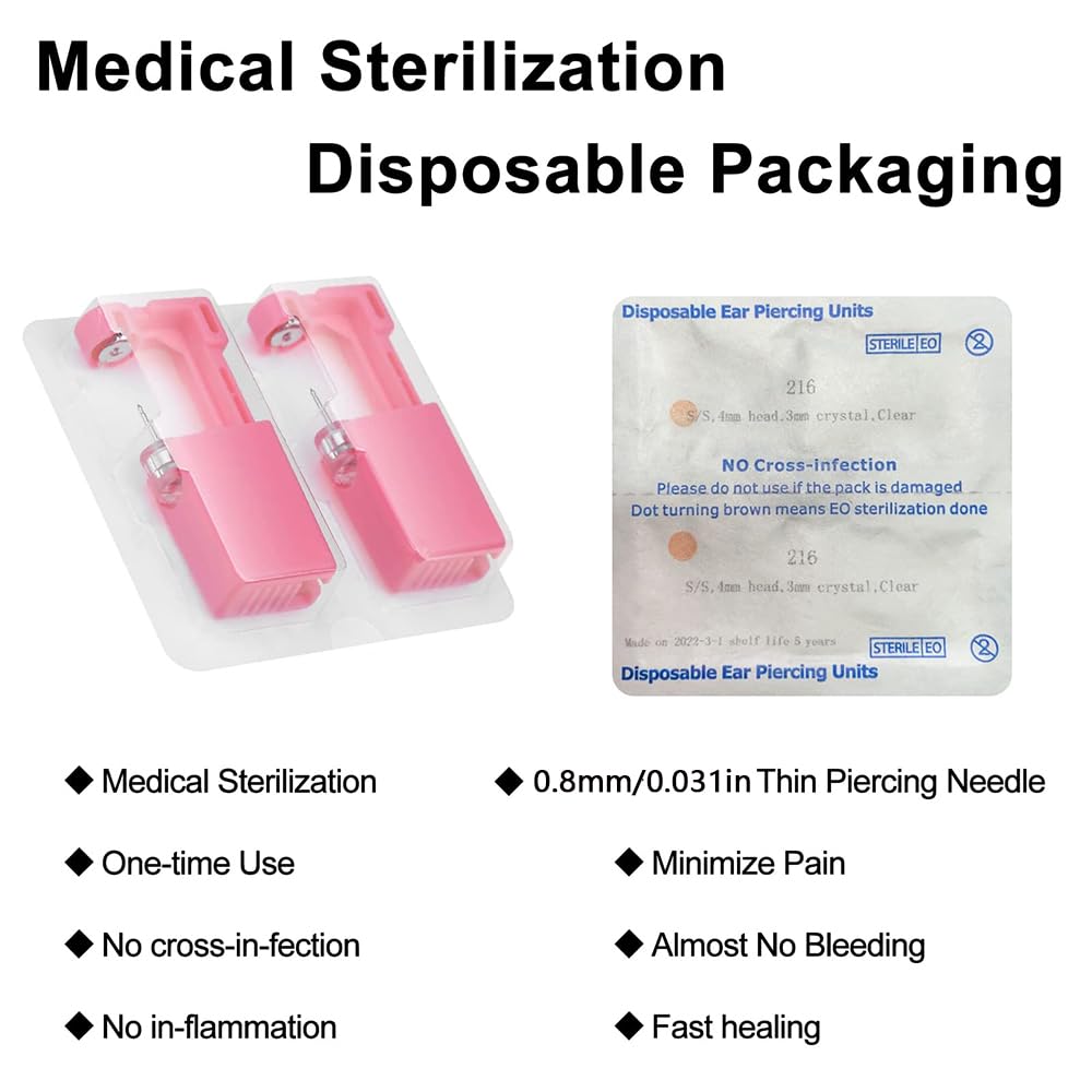 4PCS Ear Piercing Gun Kit Disposable Aseptic Household Portable Ear Piercing Gun Group Ear Piercing Tools with Crystal Ear Studs (4 Gold White Zirconia)
