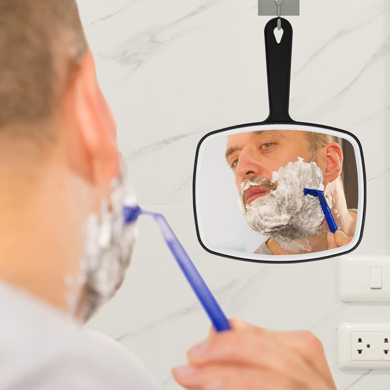 Nutair Hand Mirror, Handheld Vanity Mirror with Hanging Hole in Handle Black 7.4" W x 10.4" L