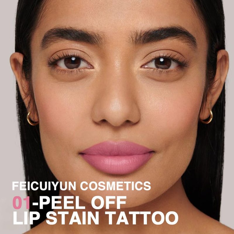 FeiCuiYun Peel Off Matte Liquid Lip Gloss Stain-Lip Liner, Pink Tattoo Peel Off Lip Stain, Long Lasting & Waterproof Lipstick Tattoo, Transfer-Proof Lip Gloss for All Skin Types, 01#Pink