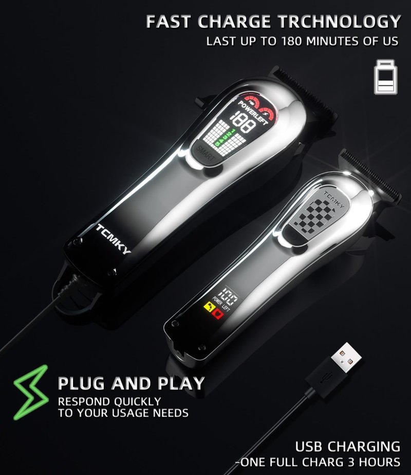 Professional Hair Clippers for Men - Cordless Trimmer Set with Beard Shaver | Rechargeable, Ergonomic Design