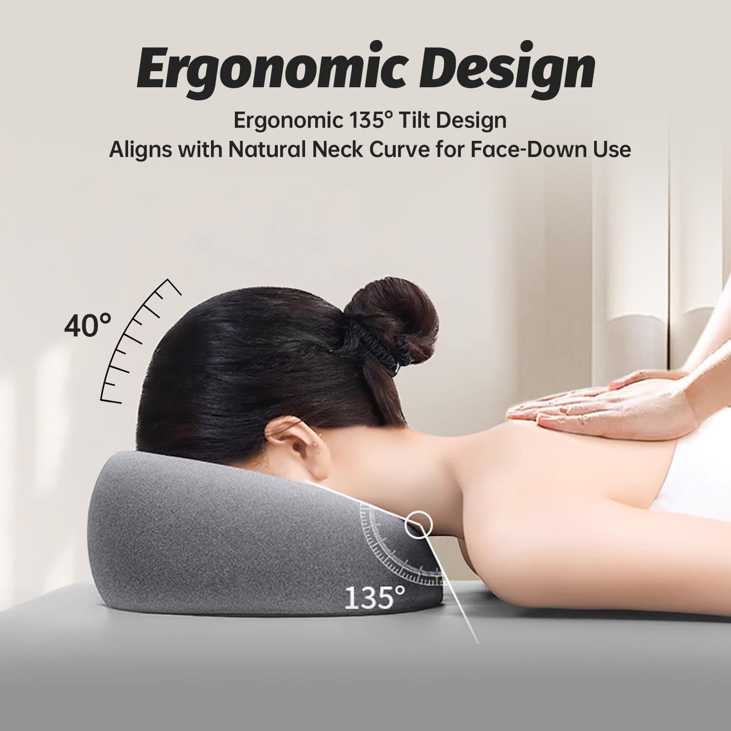 Xiaomubiao Face Down Pillow - Comfortable Massage Headrest for Stomach Sleeping | Grey Removable Cover