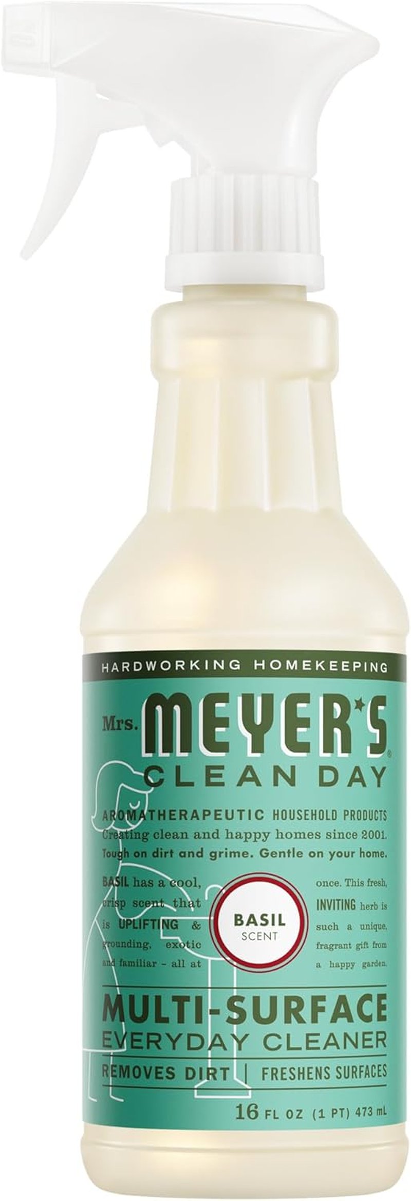 Mrs. Meyer's Clean Day All-Purpose Cleaner Spray - Basil Scent | 16 Fl. Oz for Effective Cleaning