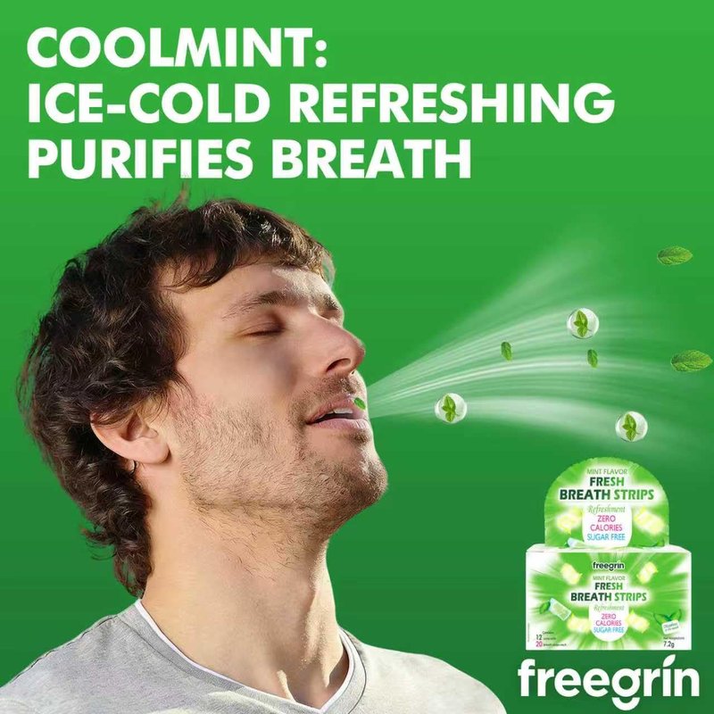 Breath Strips Fresh Mint Flavor,Individual Packs 12×20-Strip Packs,Portable Pocket-Sized Oral Care Mouth Freshener,Sugar Free
