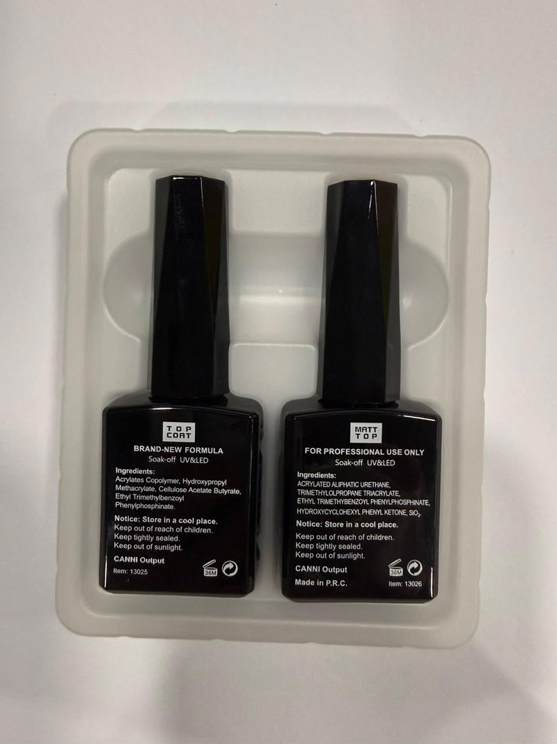CANNI 2 Pcs No Wipe Matte Top Coat and Glossy Gel Top Coat Set- High Shiny Long Lasting Clear Gel Nail Polish Kit, Nail Art Home and Professional Manicure