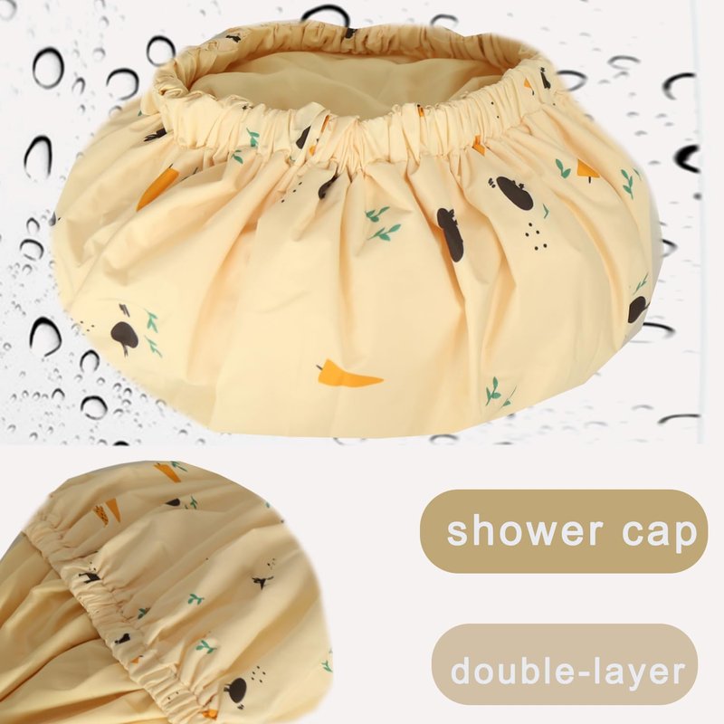 2Pcs Genergy Luxury Satin lined Shower Cap Waterproof Adjustable Baths Bonnet Reusable Extra Large Double Layers and Reversible Elastic Bath Hair Shower Caps for Women
