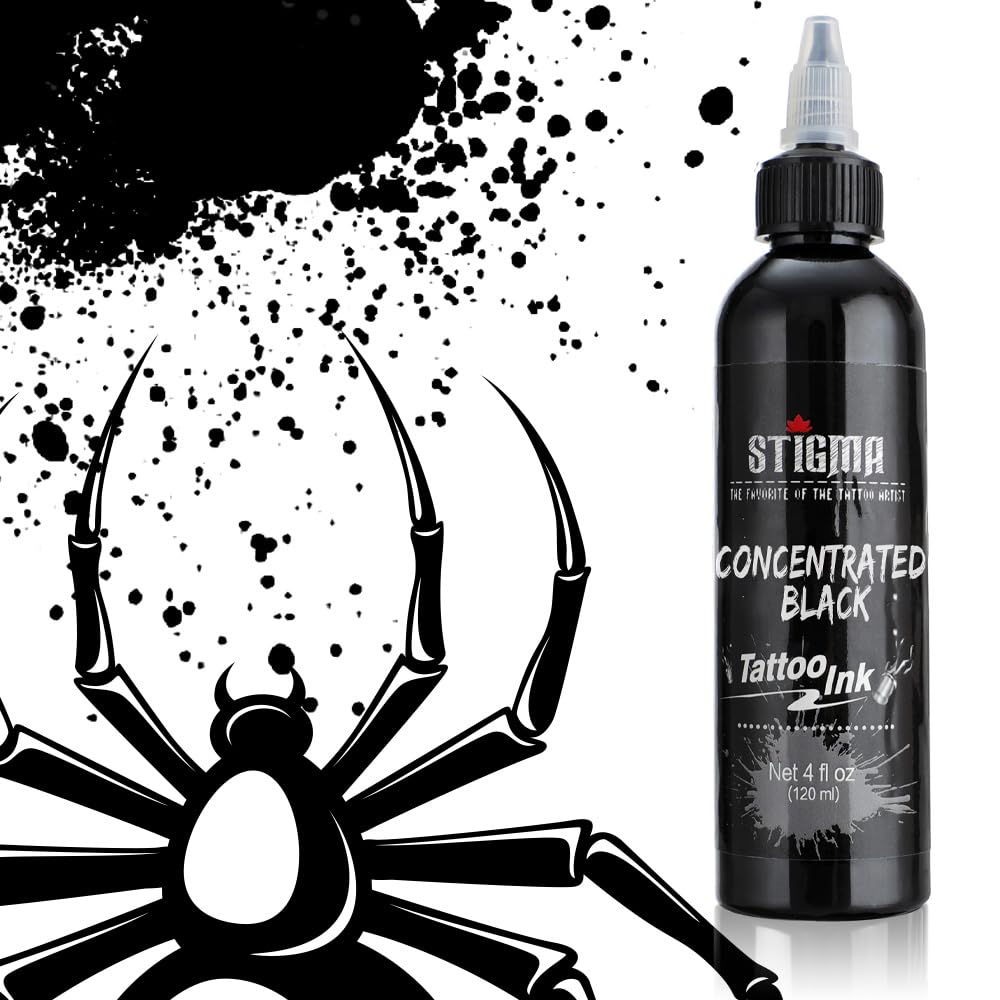 STIGMA Tattoo Ink Black 4 OZ 120ml Lining, USA Standard Tattoo Pigment Concentrated Color Evenly Vibrant and Bright