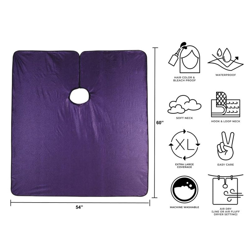 Cricket Encore All Purpose Professional Salon Cape – Waterproof Bleach Proof Hair Styling Cape, Adjustable Neck Closure – Extra-Large Coverage, Amethyst