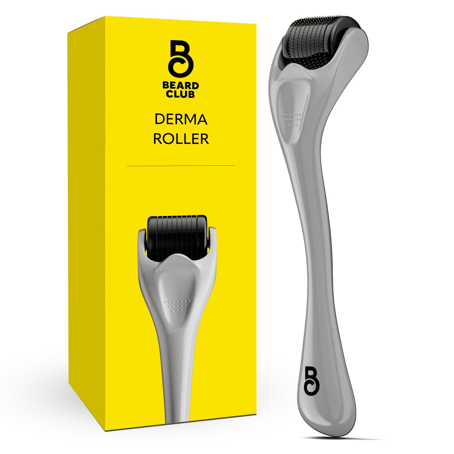 The Beard Club Derma Roller for Face, Body and Scalp - Microneedling for Men and Women with 540 Titanium Microneedles - Beard Roller & Micro Needling Scalp Hair - Gray & Black