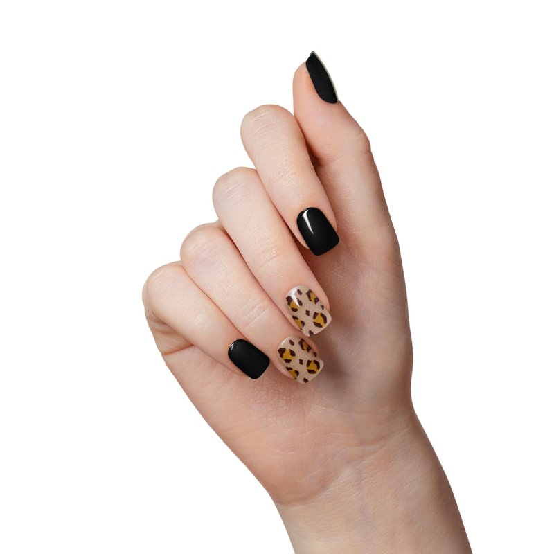 Kiss Impress No Glue Mani Press On Nails, Design, 'Romantique', Black, Short Size, Squoval Shape, Includes 30 Nails, Prep Pad, Instructions Sheet, 1 Manicure Stick, 1 Mini File