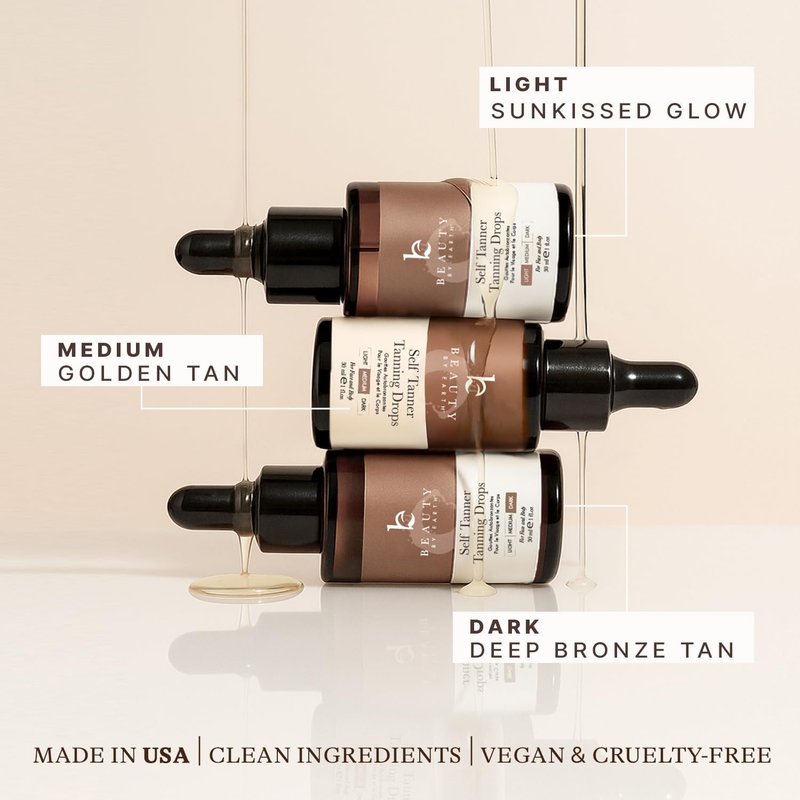Self Tanning Drops - Natural & Organic Face Tanner | Medium Moisturizing Bronzing Drops for Face & Body