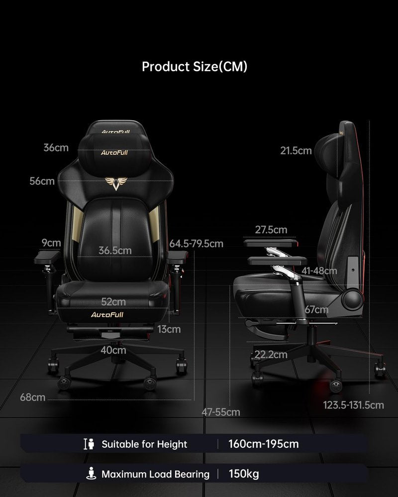 AutoFull M6 Ergonomic Gaming Chair – with 3rd-Gen Dynamic Lumbar Support, Lumbar & Leg Massage, Ventilated & Heated Seat, 360° Mechanical Armrests, Retractable Footrest (Black)