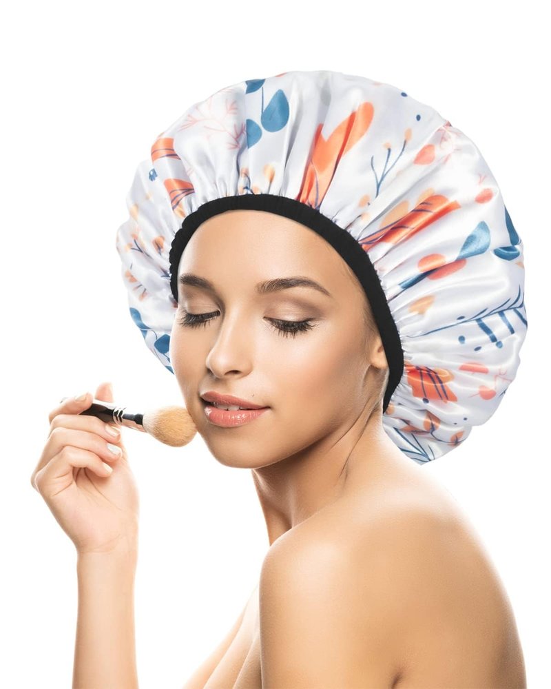Aquior Shower Cap,Terry Lined Shower Cap for Women Reusable, Triple Layer Waterproof Bath Cap, Extra Large for Women Long Hair