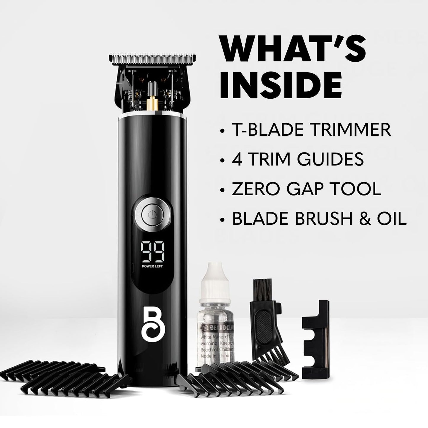 The Beard Club Professional T-Blade Beard Trimmer for Men LT - Barber Electric Shaver, Mustache & Hair Clippers for Men Zero Gapped Cordless Buzzer Hair Trimmer & T Liner - Edger Line Up Grooming Kit