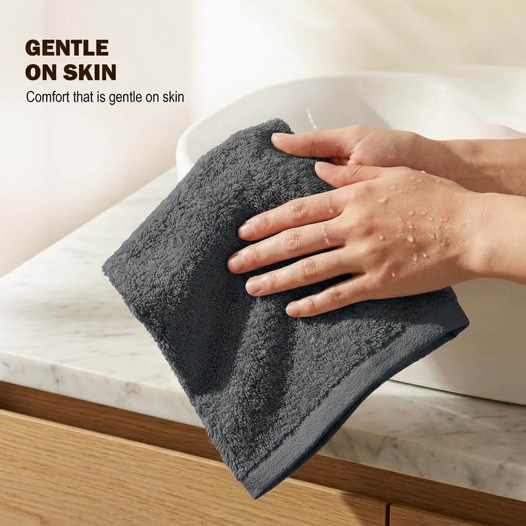 Utopia Towels 12 Pack Cotton Washcloths Set, 100% Ring Spun Cotton, Premium Flannel Face Cloths, Highly Absorbent and Soft Feel Fingertip Towels, Grey
