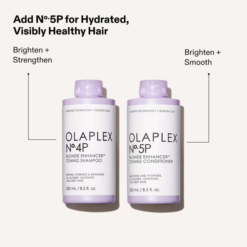 Olaplex Nº.4P Blonde Enhancer Purple Toning Shampoo: Neutralizes Brassiness & Strengthen | Repairs Damages & Hydrates Hair | For Coily, Curly, Straight, and Wavy, 250 mL / 8.5 Fl. Oz.