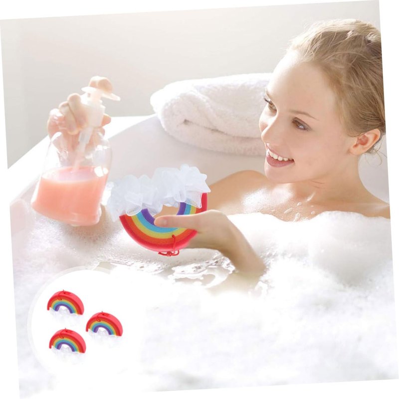 minkissy 3pcs Rainbow Bath Sponge Rainbow Loofah Body Scrubber Kids Shower Shower Balls Body Scrubber Exfoliator for Toddler Baby Kids Body Shower