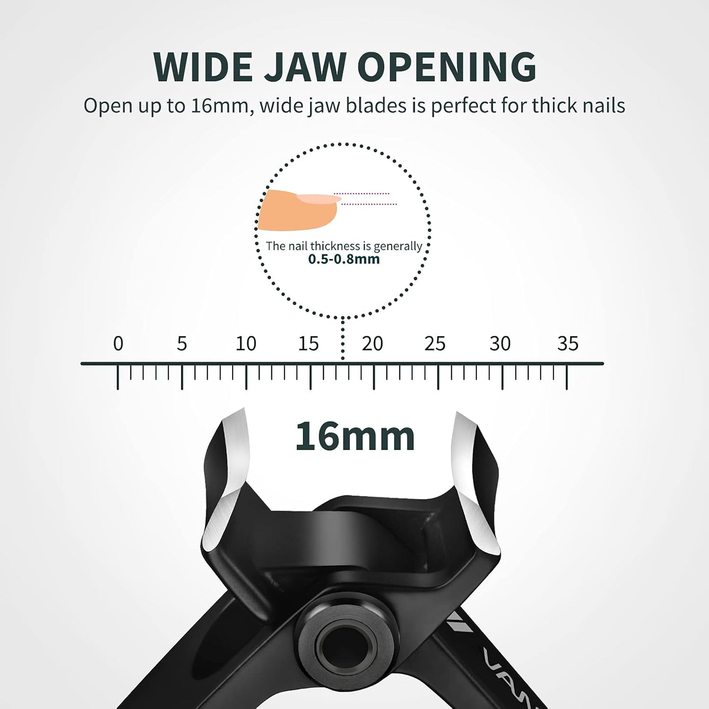 Thick Nail Clippers - Oversized 16mm Jaw Opening | Heavy Duty Stainless Steel Toenail Cutter for Seniors