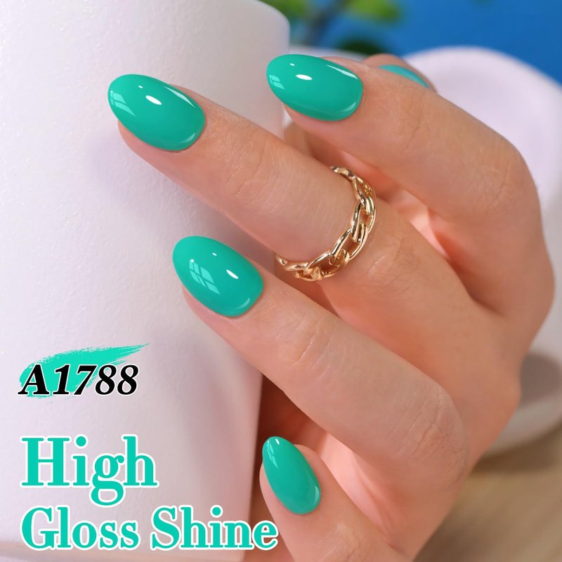 Double Rhythm 15ML Gel Nail Polish Pure Sheer Same Color Same Bottle Soak Off Gel Polish Art Manicure Salon DIY at Home for Women (Deep Mint-A1788)