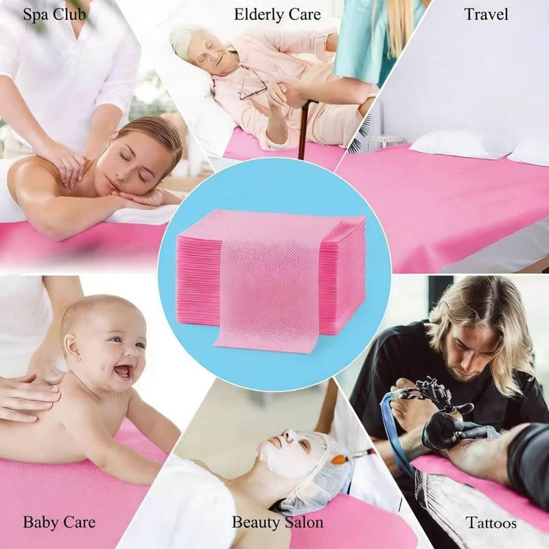 200Pcs Disposable Bed Sheets 31.5"x71"Massage Table Sheets Non-Woven Fabric Bed Covers for Ultimate Hygiene and Comfort in Massage,Tattoo, Beauty and Spa Treatments, Breathable & Durable Sheets(Pink)