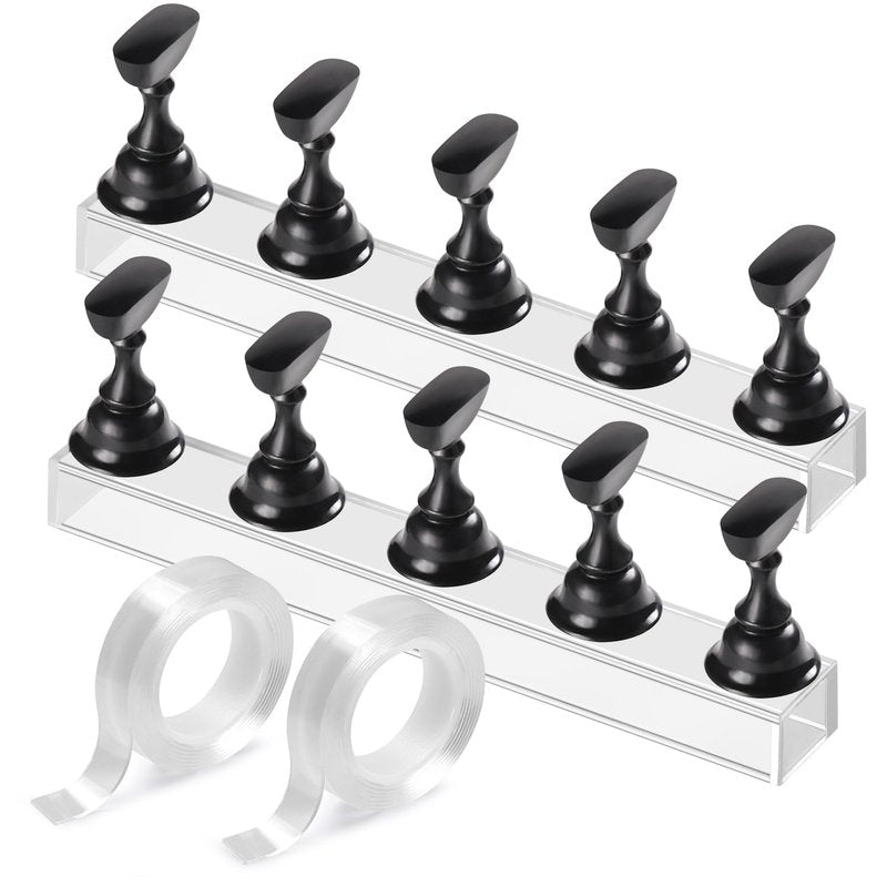 Acrylic Nail Art Display Stand - Magnetic Practice Holder for DIY Nail Painting | Black