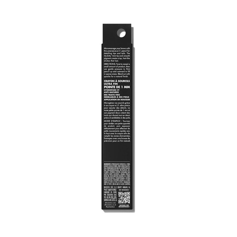e.l.f. Micro-Fine Brow Pencil - Waterproof Brow Color & Spoolie for Natural Feathered Finish | Vegan, Deep Brown