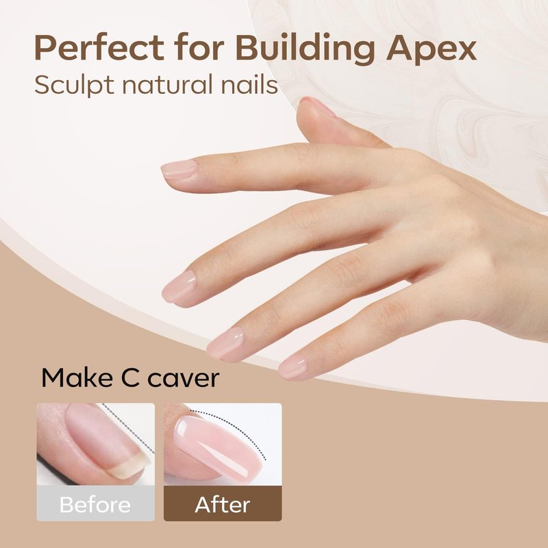 modelones Gel Polish Builder Nail Gel, Base Colors 8-in-One Jelly Caramel Brown Nude Pink Clear Builder Nail Gel Polish for Hard Extension Rubber Lamp Cured 6 Colors