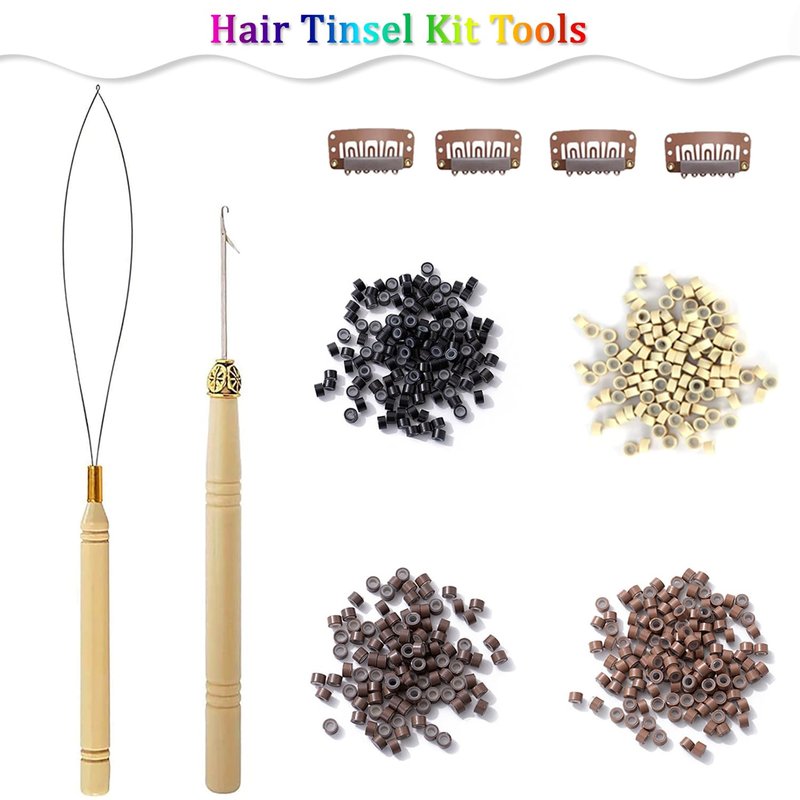 AIFIHIYI Hair Tinsel Kit With Tools Fairy Tinsel Hair Extensions Heat Resistant Sparkling Shiny Glitter Hair Tensile Kit for Women Girl Kids
