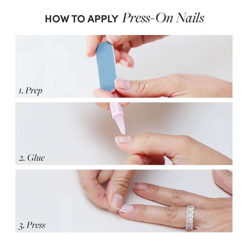 Glamnetic Glossy Short Coffin Nails with Salon UV Finish, Mariposa Reusable Opaque Press On Nails in 12 Sizes - 30 Nail Kit with Glue