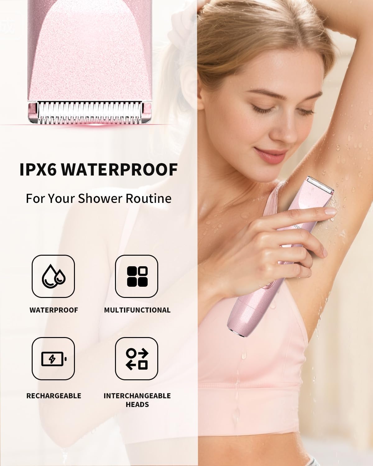 Ufree Bikini Trimmer - Dual Head Electric Razor for Women | Waterproof Rechargeable Shaver for Body & Face