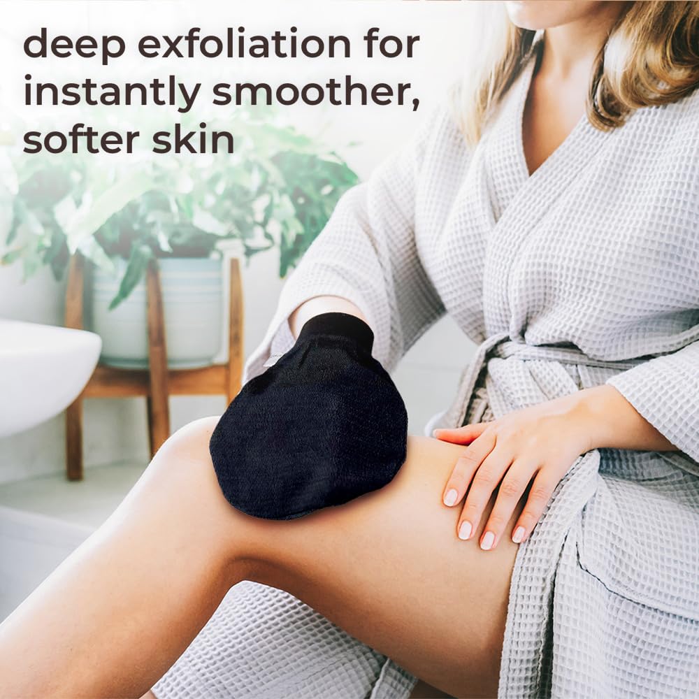 Natural Elephant Exfoliating Hammam Glove - Face and Body Exfoliator Mitt (Pure Black (Pack of 5))
