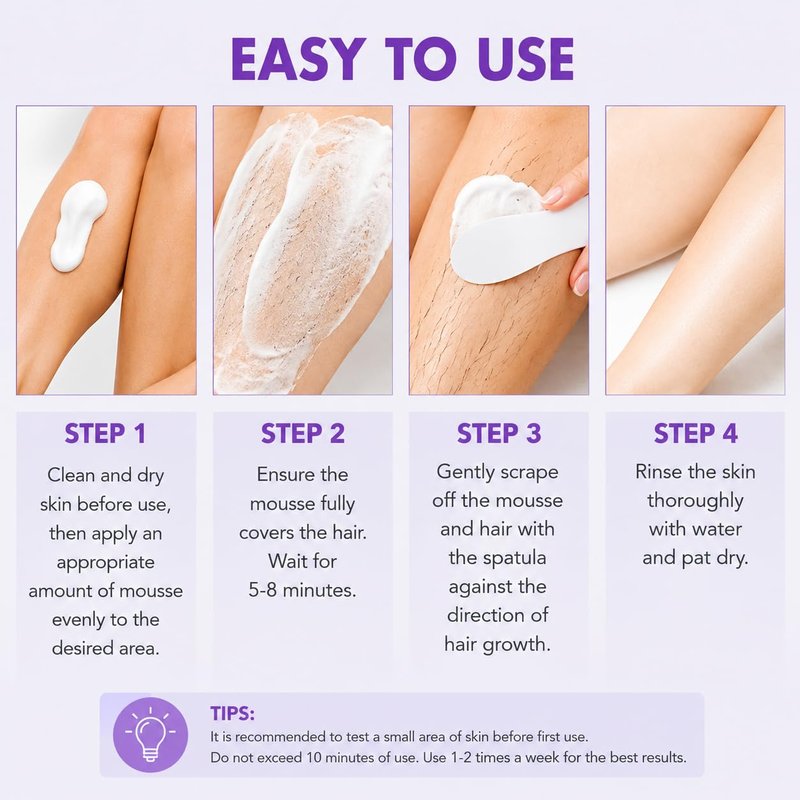 Hair Removal Spray, Smooth Hair Removal Spray for Women, Gentle Formula for Legs, Arms, Chest, Underarms & Bikini Line, Smooth-Looking Skin