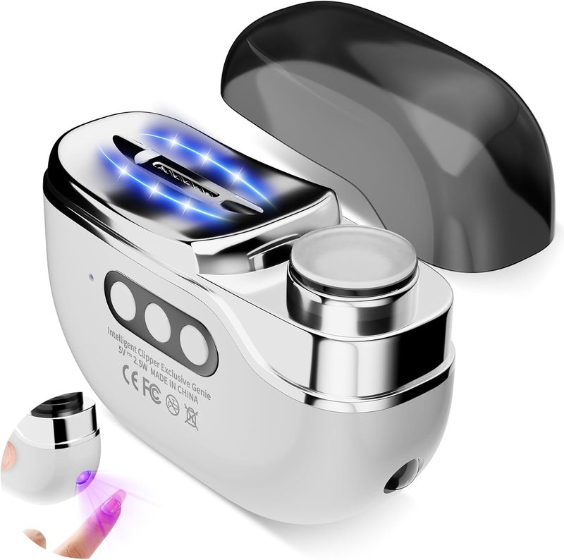 Electric Nail Clipper - 4-in-1 Rechargeable Nail File & Polisher with LED Light | Ideal for Thick Fingernails & Toenails