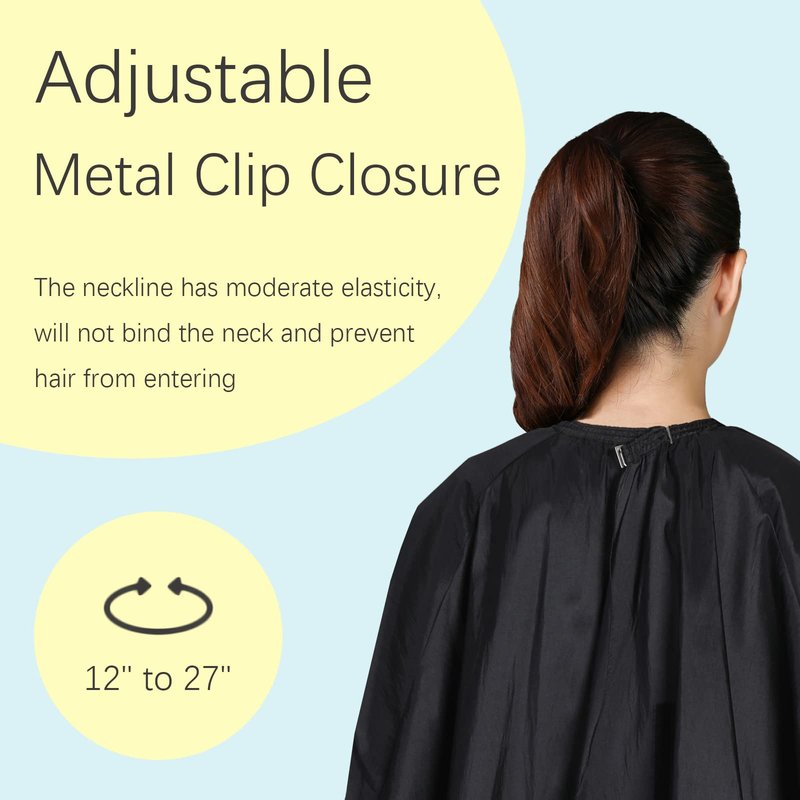 Iusmnur Barber Cape, Professional Hair Cutting Cape with Adjustable Metal Clip, Waterproof Haircut Salon Supplies for Hairdresser Styling & Home - 55 x 63 inches (Black)