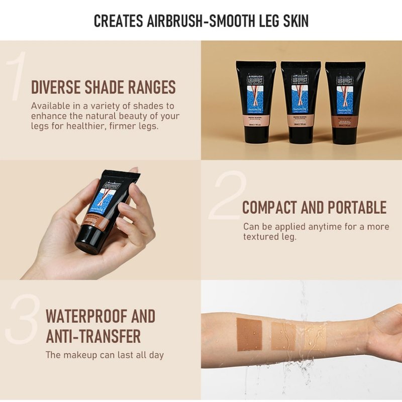 3 Colors Body Bronzers Waterproof No Transfer Flawless Looking Leg Makeup Light Leg and Body Scar Cover up Makeup/Tattoo Cover Up (30ML)
