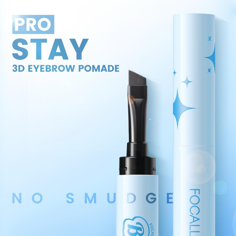 FOCALLURE Pro-stay No Smudge Eyebrow Pomade, 2-in-1 3D Brow Pomade with Brush, Waterproof & Sweat-proof Eyebrow Color Cream, Fills and Shapes Brows, Dark Brown
