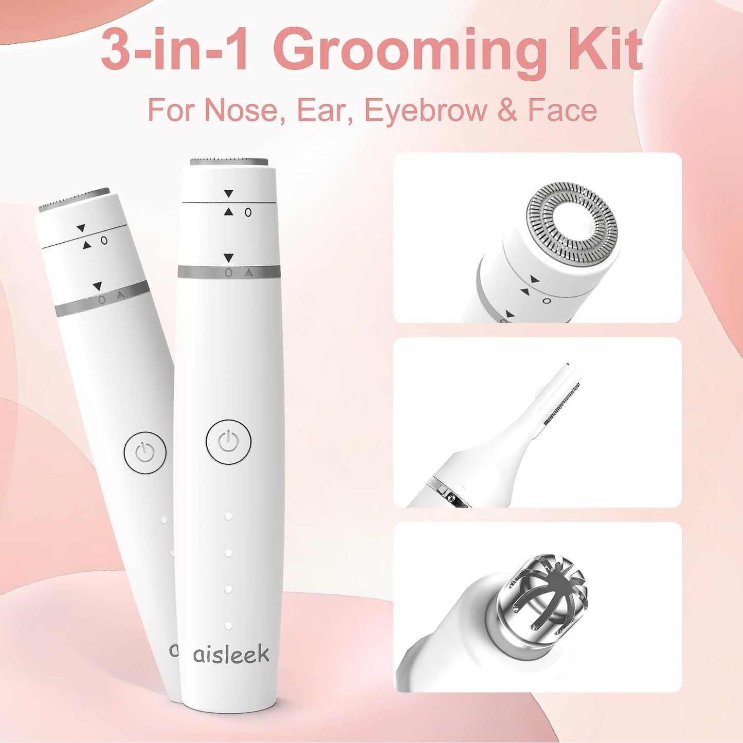 Skiennix Nose Hair Trimmer - 3-in-1 Facial Hair Remover & Grooming Kit | USB-C Rechargeable, Compact & Painless